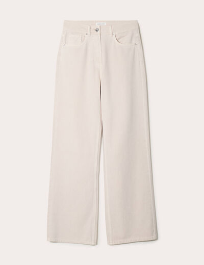 Jeans wide leg taille haute ecru femme