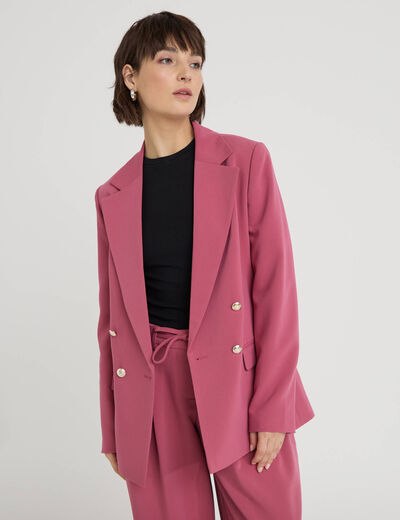 Blazer col tailleur manches longues vieux rose femme