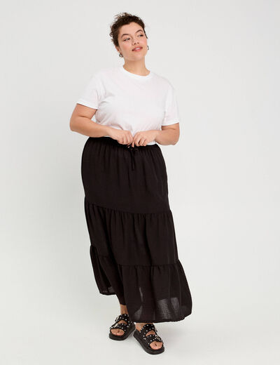 Jupe évasée longue noir femme