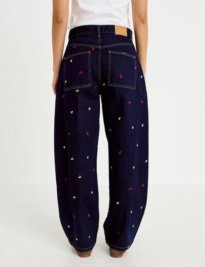 Jean avec broderie bleu marine femme