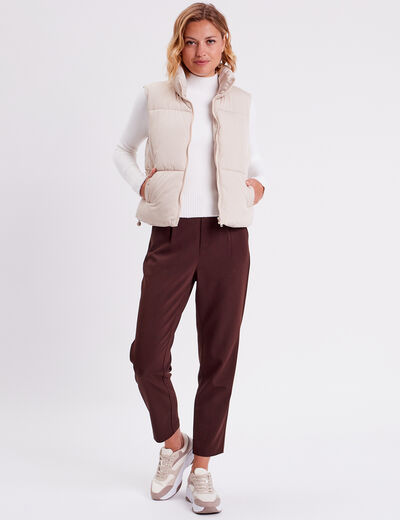 Pull avec col montant ecru femme