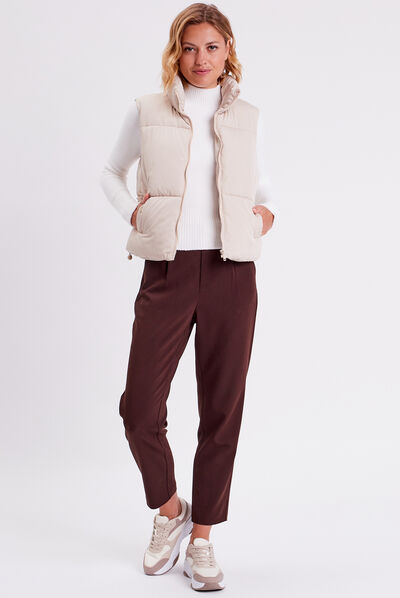 Pull avec col montant ecru femme