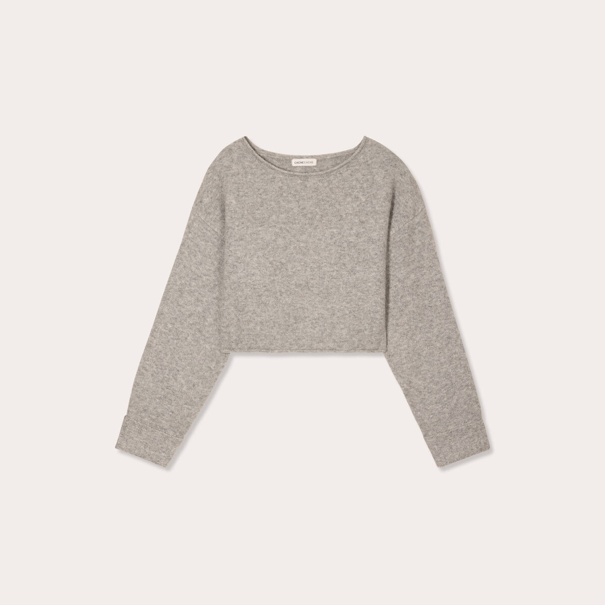 Pull cropped manches longues gris foncé femme