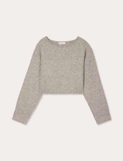 Pull cropped manches longues gris foncé femme