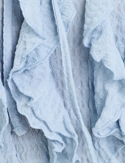 Blouse manches longues aspect dentelle bleu clair femme