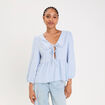 Blouse col claudine denim snow gris femme
