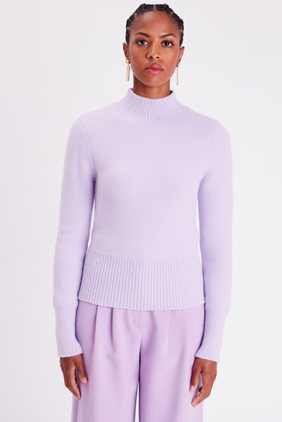 Pull avec col montant violet clair femme