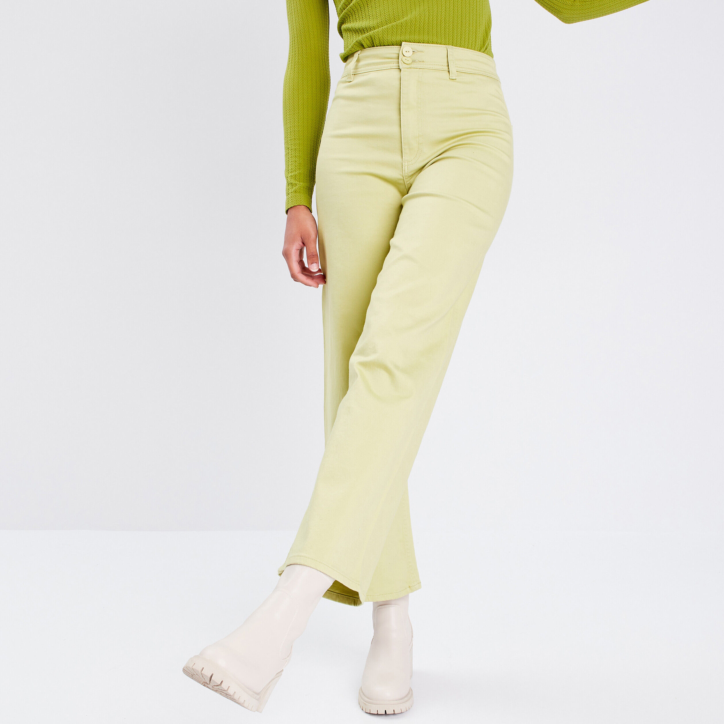 Jean taille haute vert clearance