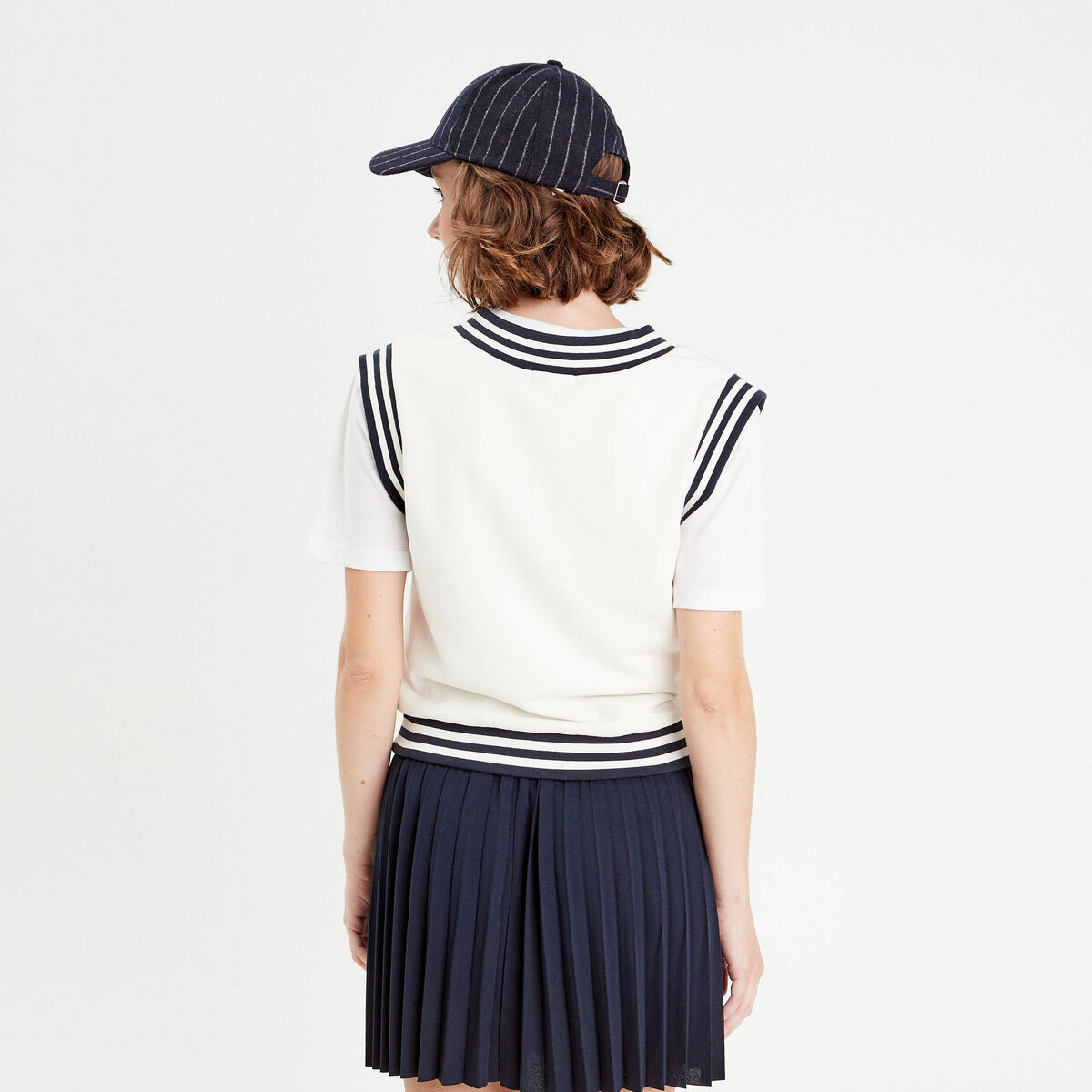 Sweat sans manches ecru femme