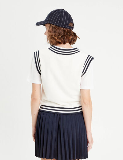 Sweat sans manches ecru femme