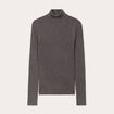Pull col roulé côtelé gris foncé femme