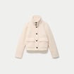 Veste droite bouclette col montant ecru femme