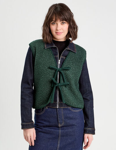 Gilet sans manches polaire vert foncé femme