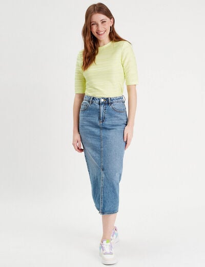 T-shirt manches courtes jaune fluo femme