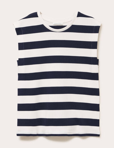 T-shirt col rond sans manches blanc femme