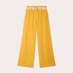 Pantalon large ceinturé contenant du lin jaune citron femme