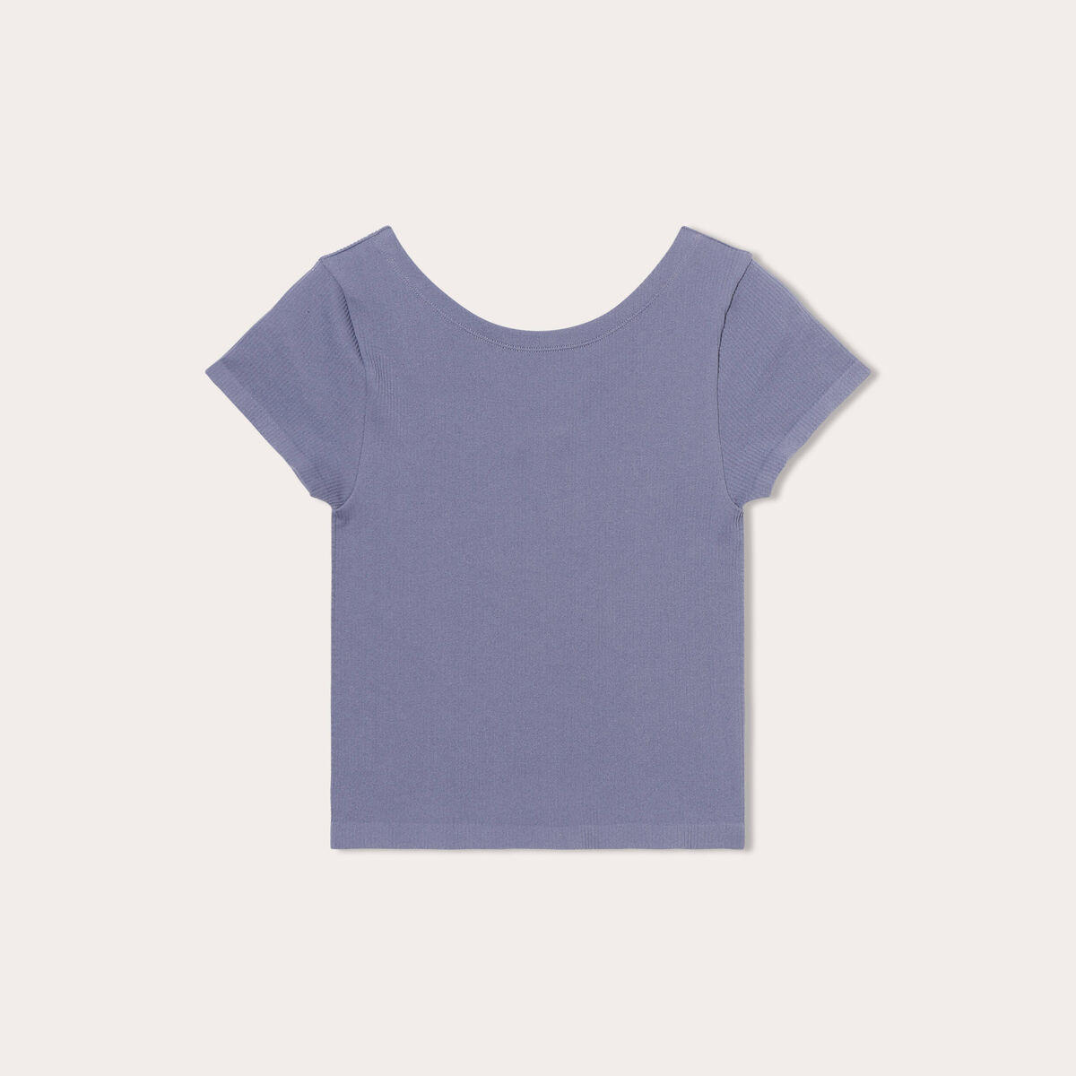 T-shirt manches courtes côtelé bleu gris femme