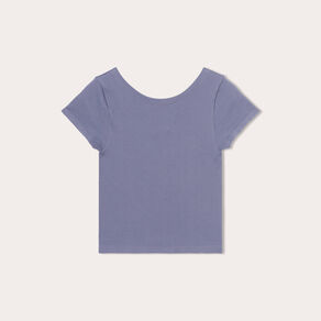 T-shirt manches courtes côtelé bleu gris femme