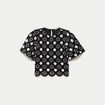 T-shirt manches courtes aspect dentelle ecru femme