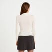 T-shirt ajust&eacute; col roul&eacute; dentelle ecru femme