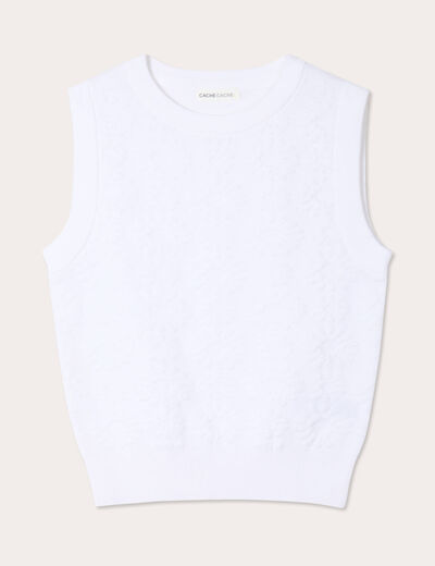 Débardeur tricot blanc femme