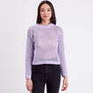 Pull ajouré col rond parme femme