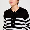 Pull col chemise manches longues noir femme