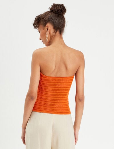 Bandeau cropped bustier orange foncé femme
