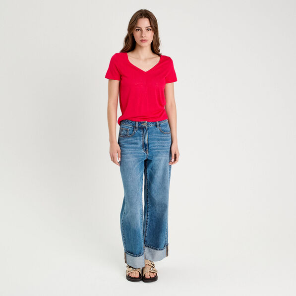 t shirt noeuds dos rose vif femme T-shirt noeuds dos rose vif femme