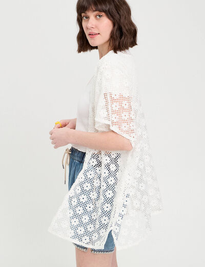 Paréo ajouré blanc femme