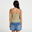 Top &agrave; bretelles broderie vert kaki femme