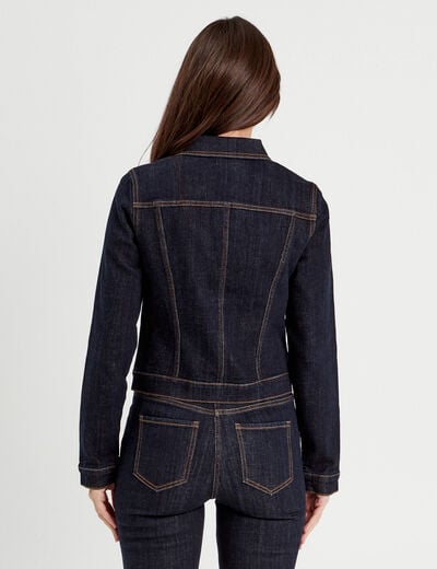 Veste courte zippée en jean denim brut femme