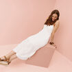 Robe longue évasée ajourée ecru femme