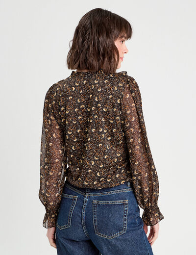 Blouse manches longues marron femme