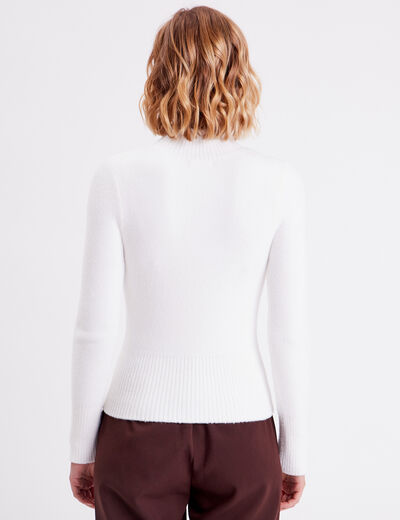 Pull avec col montant ecru femme