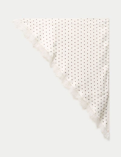 Foulard satin&eacute; avec dentelle ecru femme