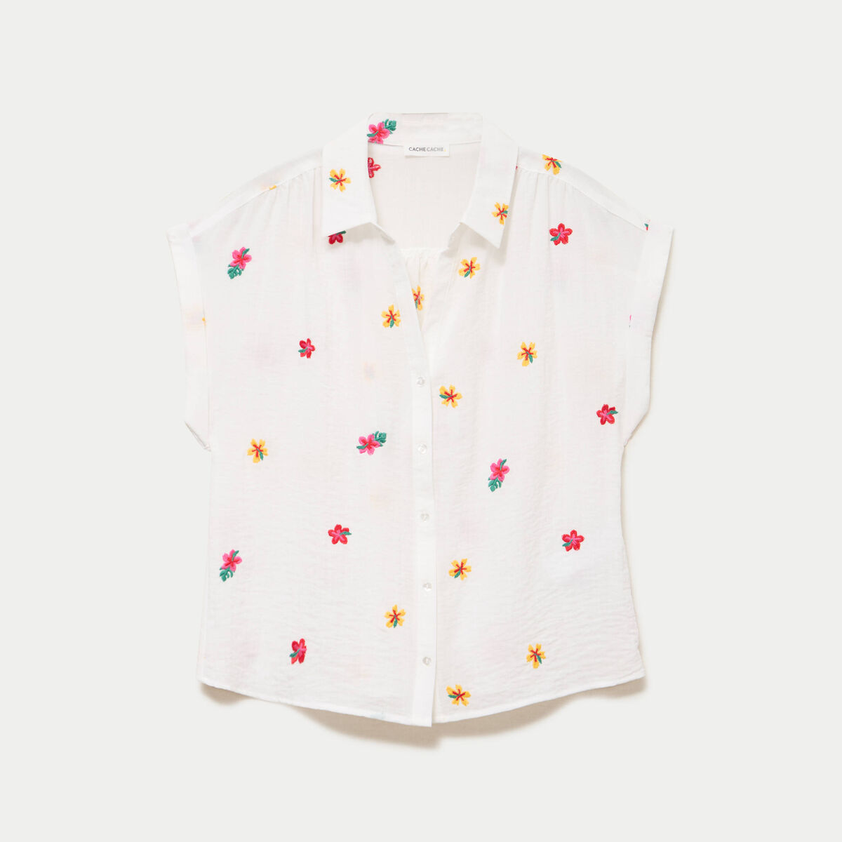 Blouse avec broderie blanc femme