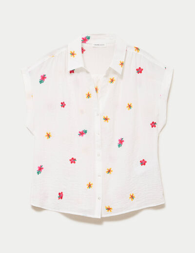 Blouse avec broderie blanc femme