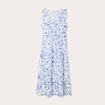 Robe longue évasée bleu roi femme