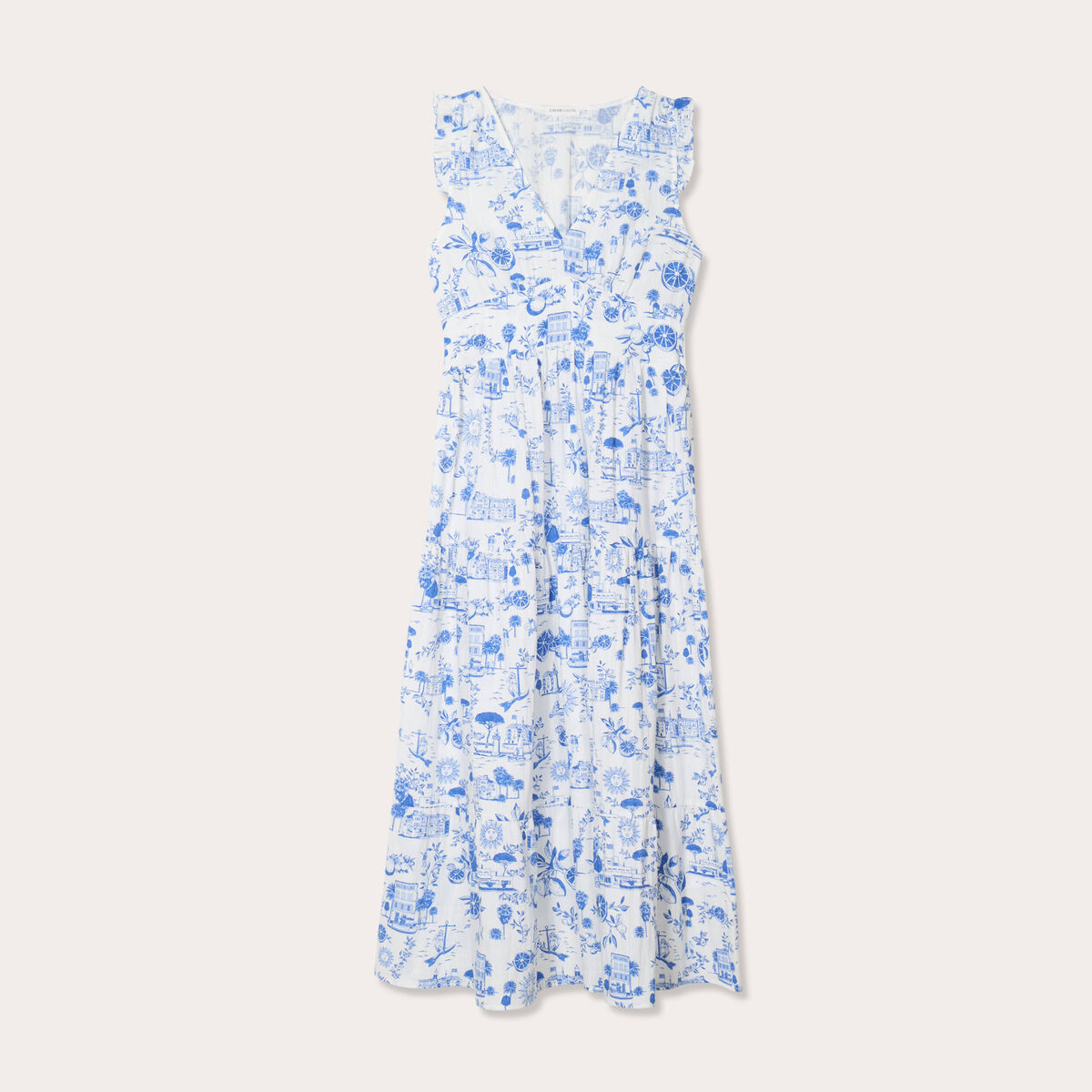 Robe longue évasée bleu roi femme