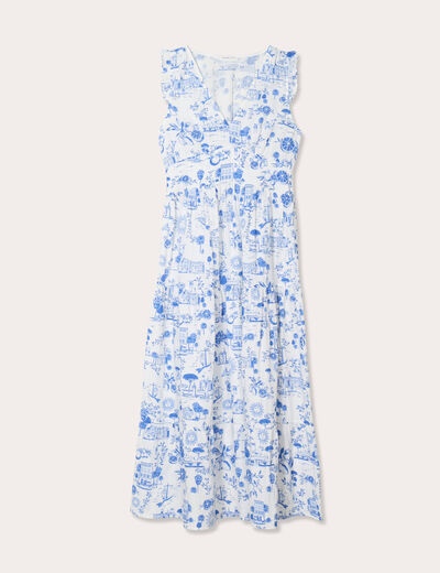 Robe longue évasée bleu roi femme