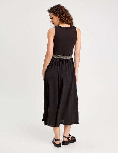 Robe longue effet 2-en1 noir femme