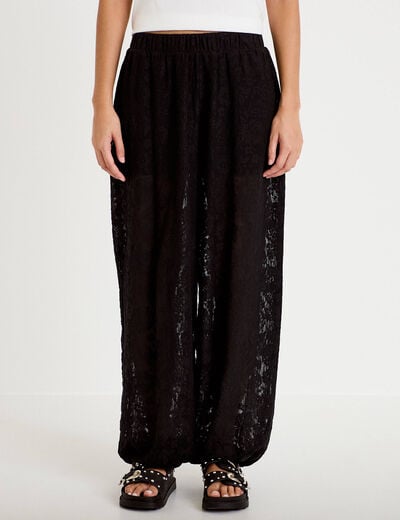 Pantalon bouffant taille standard noir femme