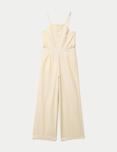 Combinaison large col am&eacute;ricain jaune pastel femme