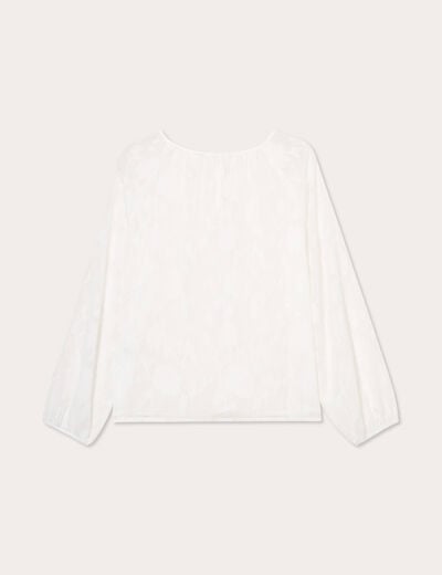 Blouse brodée ecru femme