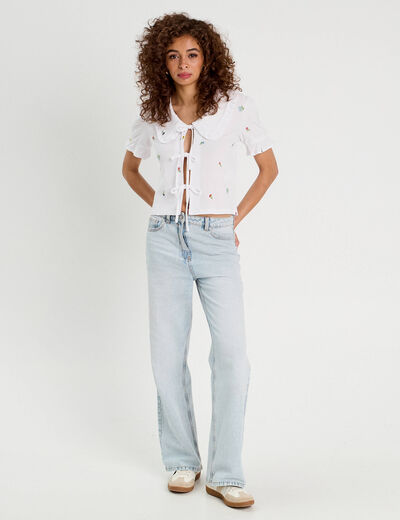 Blouse nouée blanc femme