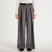 Pantalon large avec ceinture amovible gris clair femme