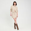 Veste boutonnée contenant du lin beige femme