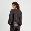 Sweat oversize avec perles gris foncé femme