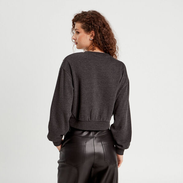 Sweat oversize avec perles gris foncé femme